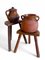 Französische rustikale Wabisabi Tripod Holzhocker, 2er Set 8