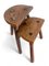 Französische rustikale Wabisabi Tripod Holzhocker, 2er Set 13