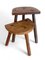 Französische rustikale Wabisabi Tripod Holzhocker, 2er Set 4