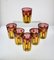 Yellow and Amethyst Color Glass with Bright Red Accents by Piattelli, Set of 6 4