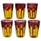 Yellow and Amethyst Color Glass with Bright Red Accents by Piattelli, Set of 6 1