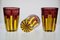 Yellow and Amethyst Color Glass with Bright Red Accents by Piattelli, Set of 6 5