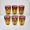 Yellow and Amethyst Color Glass with Bright Red Accents by Piattelli, Set of 6 11