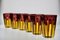 Yellow and Amethyst Color Glass with Bright Red Accents by Piattelli, Set of 6 14