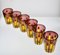 Yellow and Amethyst Color Glass with Bright Red Accents by Piattelli, Set of 6 6