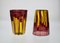 Yellow and Amethyst Color Glass with Bright Red Accents by Piattelli, Set of 6 15