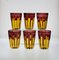 Yellow and Amethyst Color Glass with Bright Red Accents by Piattelli, Set of 6 9