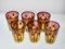 Yellow and Amethyst Color Glass with Bright Red Accents by Piattelli, Set of 6 10