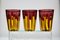 Yellow and Amethyst Color Glass with Bright Red Accents by Piattelli, Set of 6 3