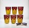 Yellow and Amethyst Color Glass with Bright Red Accents by Piattelli, Set of 6 20