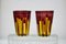 Yellow and Amethyst Color Glass with Bright Red Accents by Piattelli, Set of 6 13