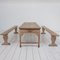 Large Table and Benches, 1890, Set of 3 1