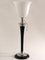 Französische Art Deco Tischlampe aus schwarzem Holz & vernickeltem Metall von Mazda, 1920er 1