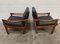 Set of Danish Teak Leather Armchairs by Illum Wikkelsø for Niels Eilersen, 1960s 2