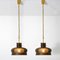 Brown and Bubble Glass Pendant Lights attributed to Carl Fagerlund for Orrefors, 1960s, Set of 2 11