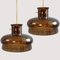 Brown and Bubble Glass Pendant Lights attributed to Carl Fagerlund for Orrefors, 1960s, Set of 2 7