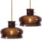 Brown and Bubble Glass Pendant Lights attributed to Carl Fagerlund for Orrefors, 1960s, Set of 2 5