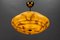 Art Deco Marbled Amber and Brown Glass and Brass Pendant Light, Germany, 1930s 2