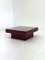 Mesa de centro italiana Mid-Century en rojo con tablero de vidrio, Imagen 5