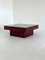 Mesa de centro italiana Mid-Century en rojo con tablero de vidrio, Imagen 1