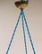 Lámpara colgante francesa Art Déco de vidrio en azul lustre, 1930, Imagen 9