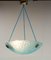 Lámpara colgante francesa Art Déco de vidrio en azul lustre, 1930, Imagen 3