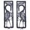 Art Deco Tafeln mit Kränen und Eidechsen aus Schmiedeeisen, Belgien, 1920, 2er Set 1
