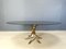 Vintage Oval Smoked Glass and Brass Dining Table, 1970s 5