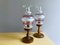 Portuguese Farmhouse Rustic Wooden Table Lamps with Torch Glass Shades, 1970s, Set of 2 2