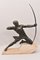 Maxi Le Verrier, Guerrier ou Archer Art Déco, 1920s, Antimoine avec Socle en Pierre 1
