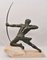 Maxi Le Verrier, Guerrier ou Archer Art Déco, 1920s, Antimoine avec Socle en Pierre 8