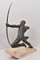 Maxi Le Verrier, Guerrier ou Archer Art Déco, 1920s, Antimoine avec Socle en Pierre 6