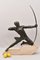Maxi Le Verrier, Guerrier ou Archer Art Déco, 1920s, Antimoine avec Socle en Pierre 2