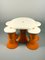 Italian-Style Space Age Stools and Table Set in Orange and White Plastic, 1970s, Set of 5 5