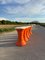 Tabourets et Table de Style Space Age en Plastique Orange et Blanc, 1970s, Set de 5 3