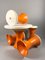 Italian-Style Space Age Stools and Table Set in Orange and White Plastic, 1970s, Set of 5 6