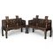 Chinesische Schwarz Lack Vergoldete & Polychrom Lackierte Sitzbänke, 1920er, 2er Set 1