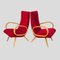 French Red Upholstered Armchairs by Stella Durera, 1950s, Set of 2, Image 1