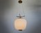 Opaline Glass and Brass Chandelier from Stilnovo, Italy, 1950s, Image 2