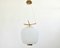 Opaline Glass and Brass Chandelier from Stilnovo, Italy, 1950s, Image 1