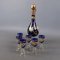 Set en Verre de Murano I Tre Fuochi Bleu et Or 24 Carats, 1970s, Set de 7 3