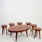 Mesa de centro francesa modernista y taburetes de Charlotte Perriand, años 50. Juego de 7, Imagen 1