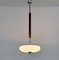 Italian Art Deco Wood Pendant Light with Sky-Blue Glass Shade, 1930s, Image 6