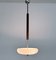 Italian Art Deco Wood Pendant Light with Sky-Blue Glass Shade, 1930s, Image 3