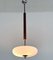 Italian Art Deco Wood Pendant Light with Sky-Blue Glass Shade, 1930s, Image 5