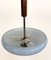 Italian Art Deco Wood Pendant Light with Sky-Blue Glass Shade, 1930s, Image 10