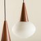 Suspension Mid-Century Moderne en Teck et Verre Opalin Blanc dans le style de Stilnovo, Italie, 1960s 8