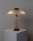 Postmodern Table Lamp in White Frosted Murano Glass with Black Metal Details, Italy, 1980s 1