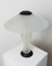 Postmodern Table Lamp in White Frosted Murano Glass with Black Metal Details, Italy, 1980s 4