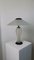 Postmodern Table Lamp in White Frosted Murano Glass with Black Metal Details, Italy, 1980s 11